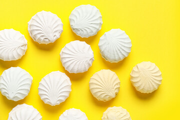 Many sweet zephyr on yellow background