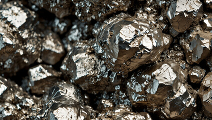 Photorealistic Nickel Ore Specimen on White Background with Metallic Texture, Jagged Edges, and Crystalline Mineral Detail &mdash; Macro Geological Close-Up