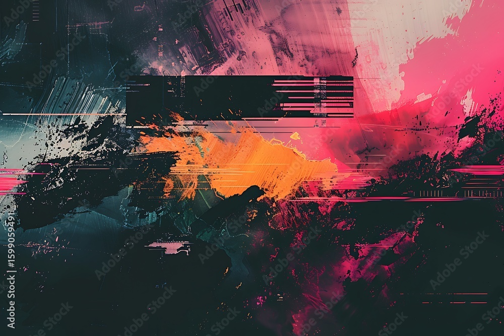 Poster abstract glitch background with vibrant colors and digital errors for modern designs