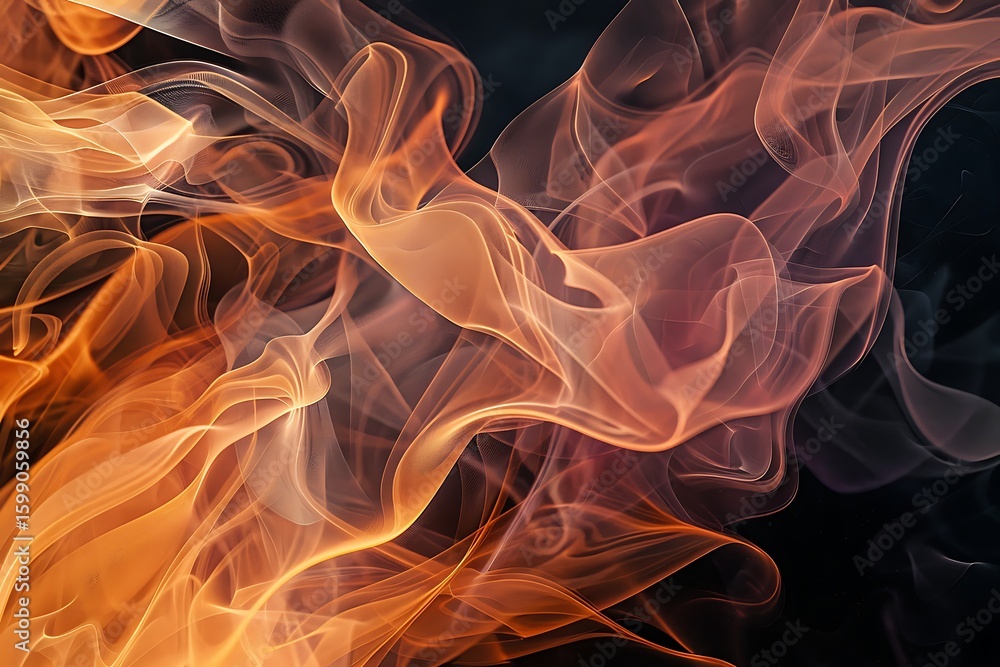 Poster abstract orange smoke background with flowing motion and dynamic design elements
