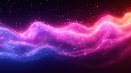 Ethereal Cosmic Wave: A mesmerizing blend of vibrant colors and sparkling particles creating a