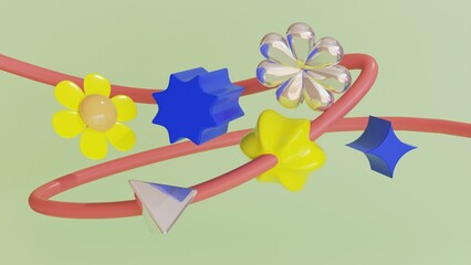 Colorful Abstract 3D Render  Geometric Shapes Composition for Modern Background and Design