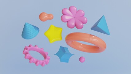 Colorful Abstract 3D Render  Geometric Shapes Composition for Modern Background and Design