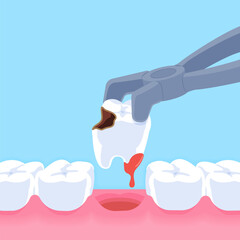 Tooth removal - Text box banner (square) illustration vector design. Dental care concept.