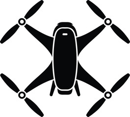 Drone Silhouette Top View – Quadcopter Vector Icon for Aerial Technology Design