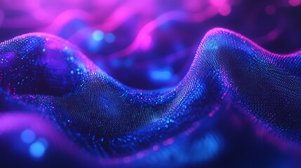 Abstract Wave Pattern with Dazzling Blue and Purple Lights Background