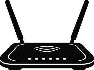 WiFi Router Silhouette – Wireless Internet Modem Icon Illustration