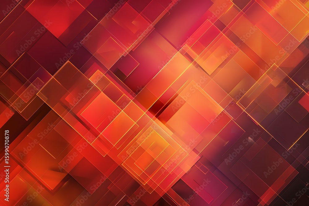 Poster abstract geometric background with squares, red and orange gradient, modern design, dynamic layout