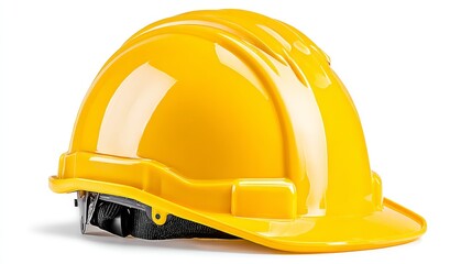 Fototapeta premium Bright yellow hard hat, essential safety gear for construction and industrial environments