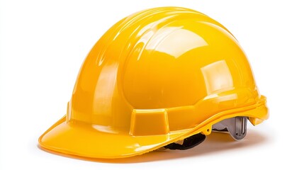 Fototapeta premium Enhance workplace safety with a reliable yellow hard hat, your essential protection for construction and industrial environments
