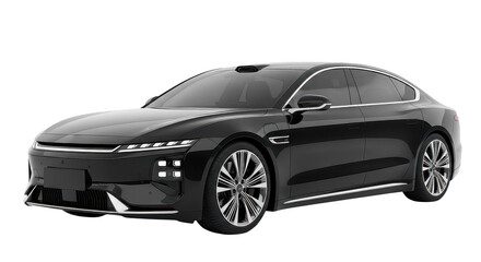 Sleek Black Electric Sedan Luxury Ev Car