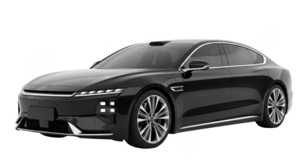 Sleek Black Electric Sedan Luxury Ev Car