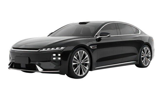 Sleek Black Electric Sedan Luxury Ev Car