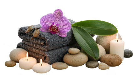 Spa Relaxation Orchid Stones Candles
