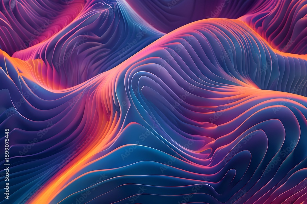 Poster abstract vibrant flowing layers background with colorful lines and gradients design