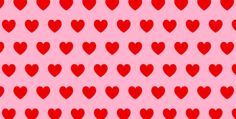 Simple heart shape seamless pattern in diagonal arrangement. Love and romantic theme background vector wallpaper.