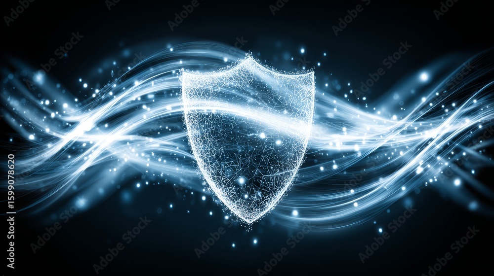 Poster dynamic blue abstract background with flowing white wave design for modern projects