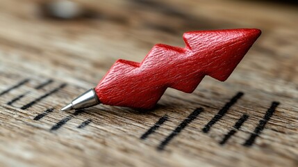 Red Arrow Growth Indicator on Wooden Surface