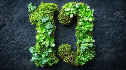Ten: A Green Number Crafted from Moss and Plants