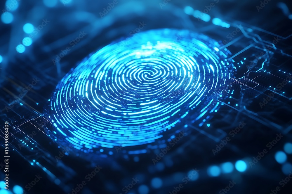 Poster digital fingerprint scan with blue light technology for security and access control system