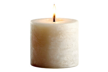 Elegant illuminated white candle against transparent background creates a warm ambiance