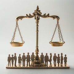 A conceptual image for Court Employees Day shows the scales of justice balancing over diverse paper figures. This represents the legal system's commitment to equality, fairness, and impartiality for 