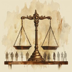 A conceptual image for Court Employees Day shows the scales of justice balancing over diverse paper figures. This represents the legal system's commitment to equality, fairness, and impartiality for 