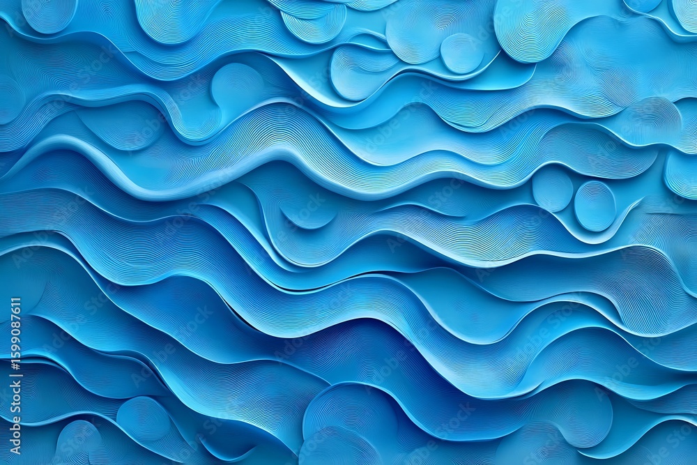 Poster abstract blue waves texture with circles and flowing pattern background