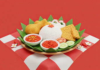 Nasi Tumpeng for Independence Day Traditional Meal. 