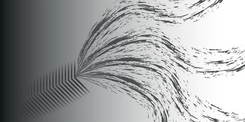 Abstract Monochrome Design Featuring Gradient Background with Dynamic Brush Strokes and Geometric Shadow Element, Perfect for Modern Art, Texture, and Tech-Inspired Concepts.