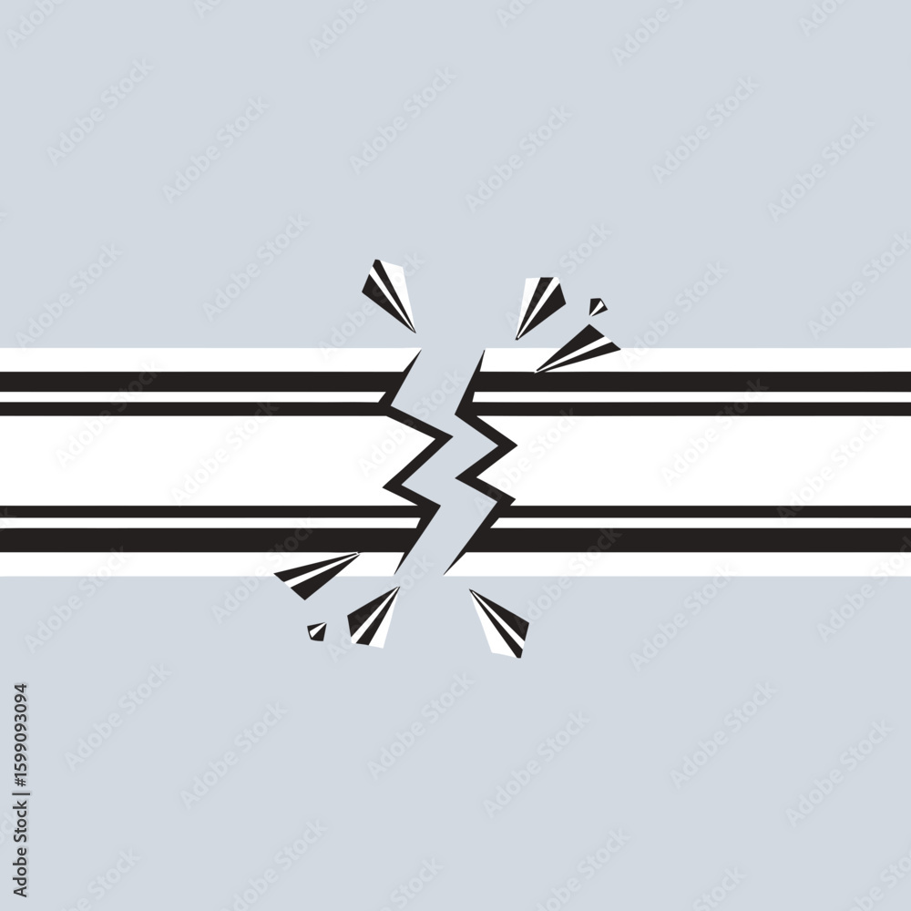 Poster abstract graphic design featuring a split horizontal band and radiating elements.