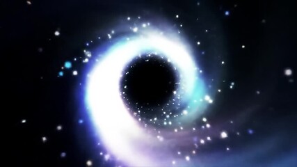 Swirling black hole sucking starlight in outer space; cosmos concept for physics, astonomy