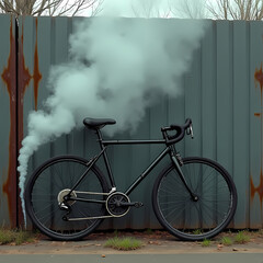Bicycle with Smoke Decorations Around It