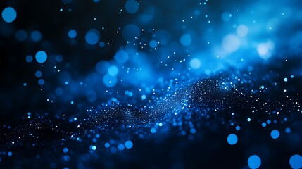Abstract deep blue digital particles