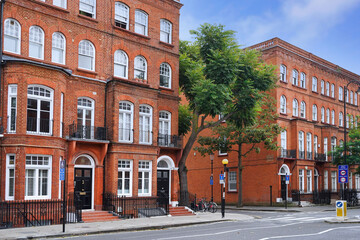 old red brick apartment buildings  in London, England