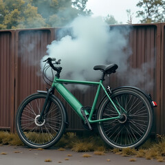 Bicycle with Smoke Decorations Around It