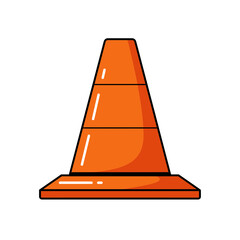 Orange traffic cone illustration isolated on white background.