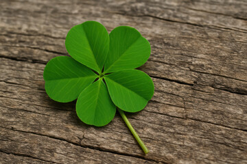 Four-leaf clover on wood - Photo