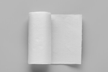 Roll of paper towels on grey background