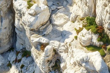 Exploring White Cliffs Rock Formation with Green Vegetation Natural Landscape