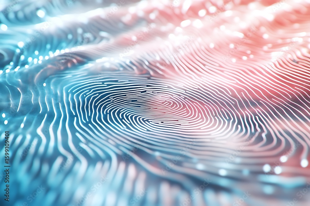 Aufkleber abstract fingerprint pattern with glowing lines for security and technology concept