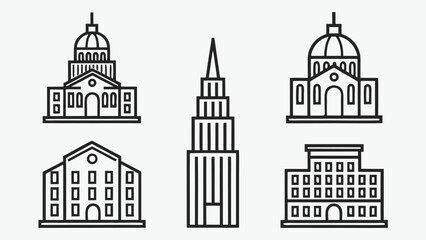 Fototapeta premium Building icons Silhouettes Vector Collection of hand drawn architectural building styles