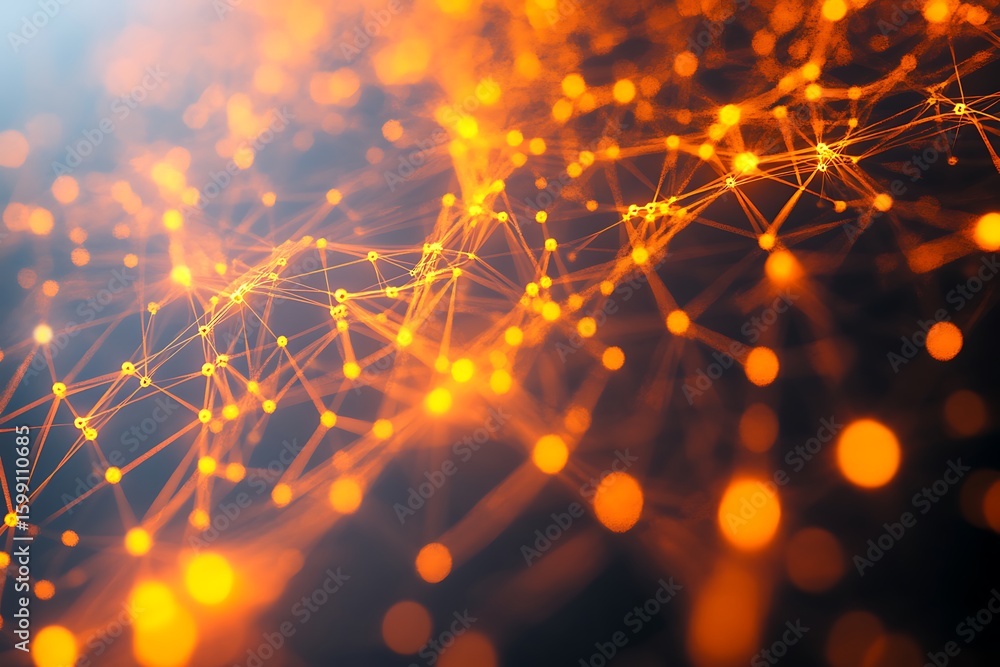 Aufkleber abstract network connection with glowing nodes and lines for futuristic technology design