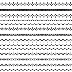 Minimalist black tribal zigzag and dotted pattern on white, designed for boho prints, fabric backgrounds, or abstract geometric themes in decor and digital use.