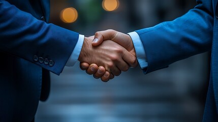 Close-up of two businesspeople shaking hands.