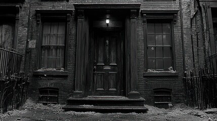 Mysterious Black and White House Entrance