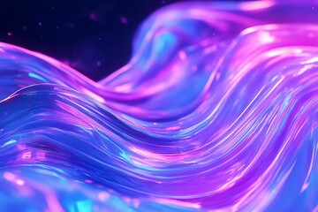 Wavy Abstract Background with Vibrant Blue and Pink Glowing Light