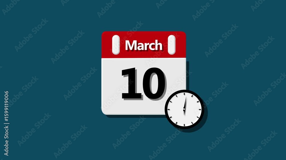 Poster 10 march month calendar. calendar simple icon animation date change time month. boost your productiv