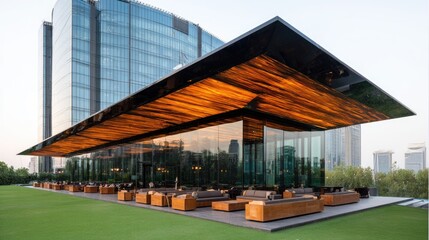 Fototapeta premium Modern glass-roofed patio