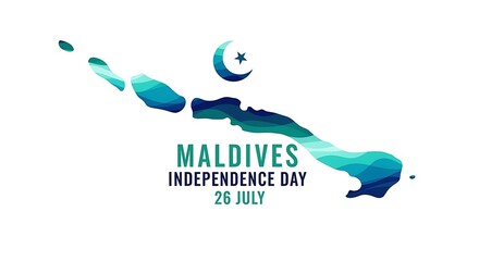Maldives Independence Day Celebration: Artistic Map and Crescent Moon Design.